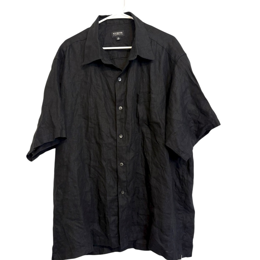 2/$30 Rochester Couture - Men’s Black Casual Short Sleeve Button-Down Shirt